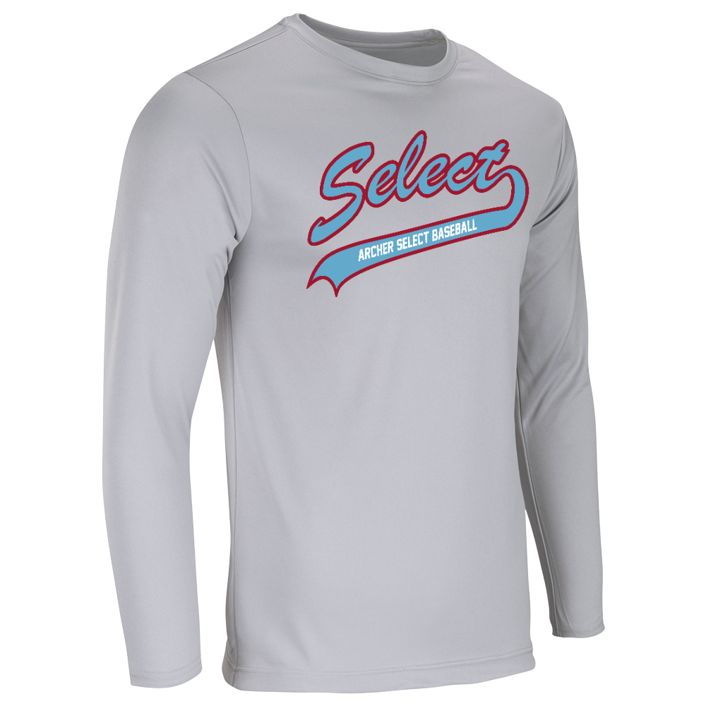 Archer Select Red/Blue Logo Performance Tee - Long Sleeve