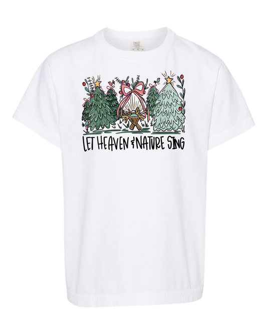Let Heaven & Nature Sing Youth Unisex Garment-Dyed Heavyweight T-Shirt (White)