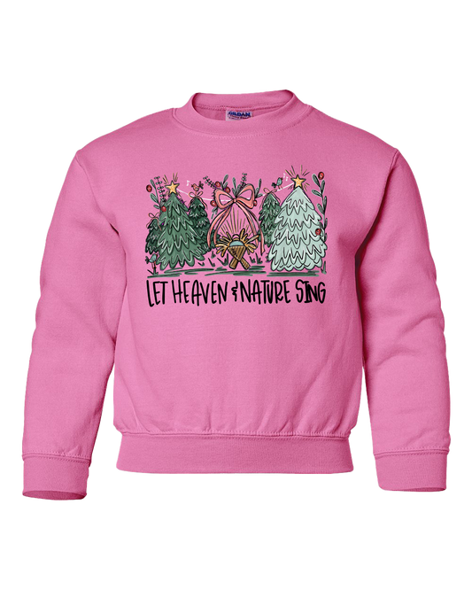 Let Heaven & Nature Sing Youth Fleece Crewneck Sweatshirt (Pink)