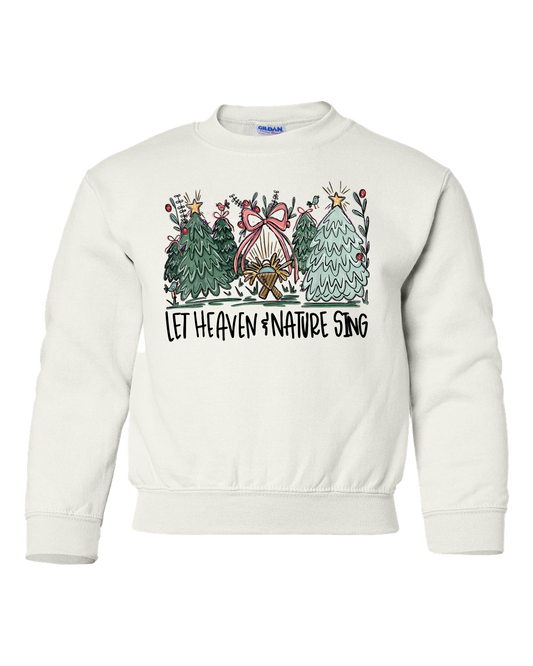 Let Heaven & Nature Sing Youth Fleece Crewneck Sweatshirt (White)
