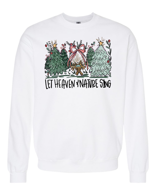 Let Heaven & Nature Sing Fleece Crewneck Sweatshirt (White)