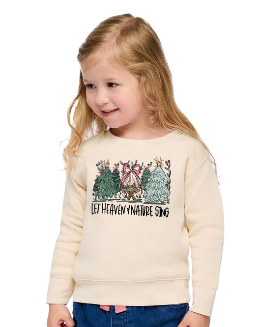 Let Heaven & Nature Sing Toddler Fleece Crewneck Sweatshirt (Natural)