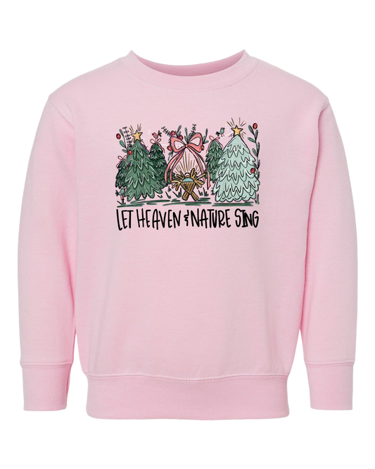 Let Heaven & Nature Sing Toddler Fleece Crewneck Sweatshirt (Pink)