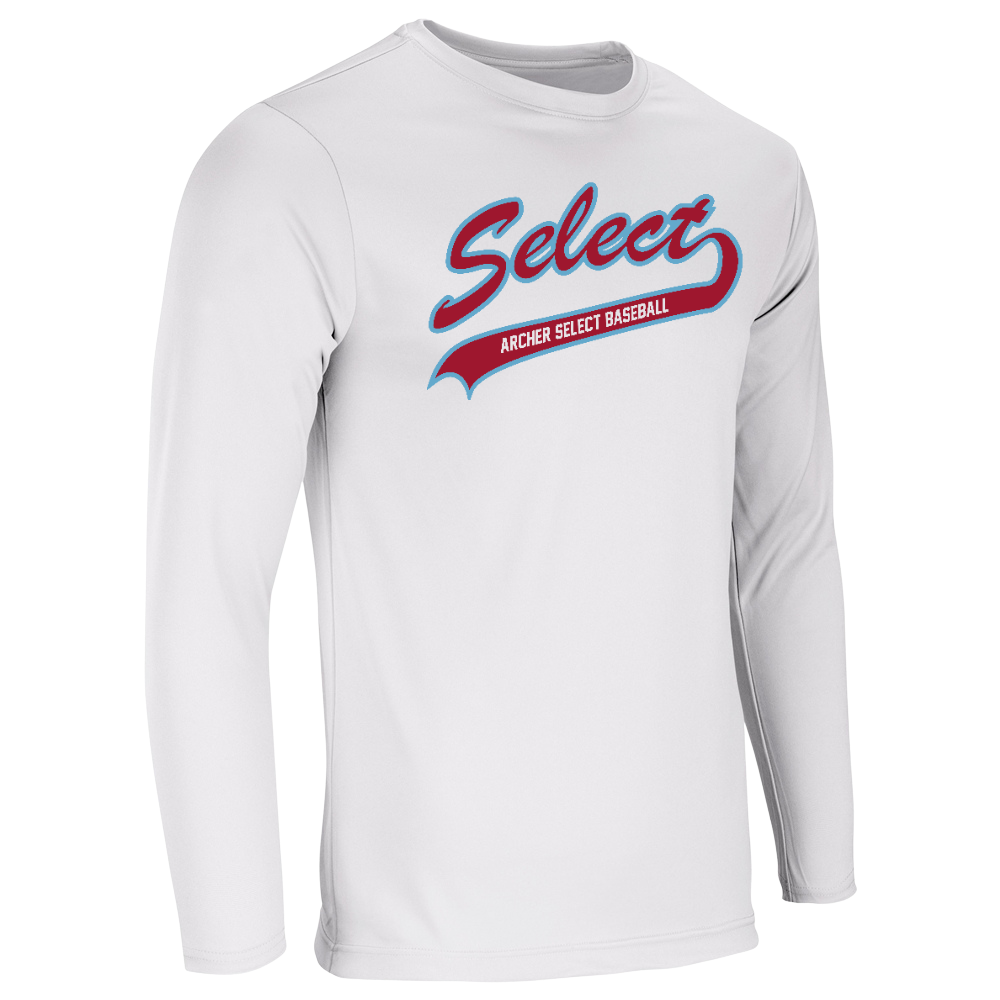 Archer Select Blue/Red Logo Performance Tee - Long Sleeve