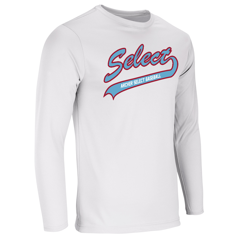 Archer Select Red/Blue Logo Performance Tee - Long Sleeve