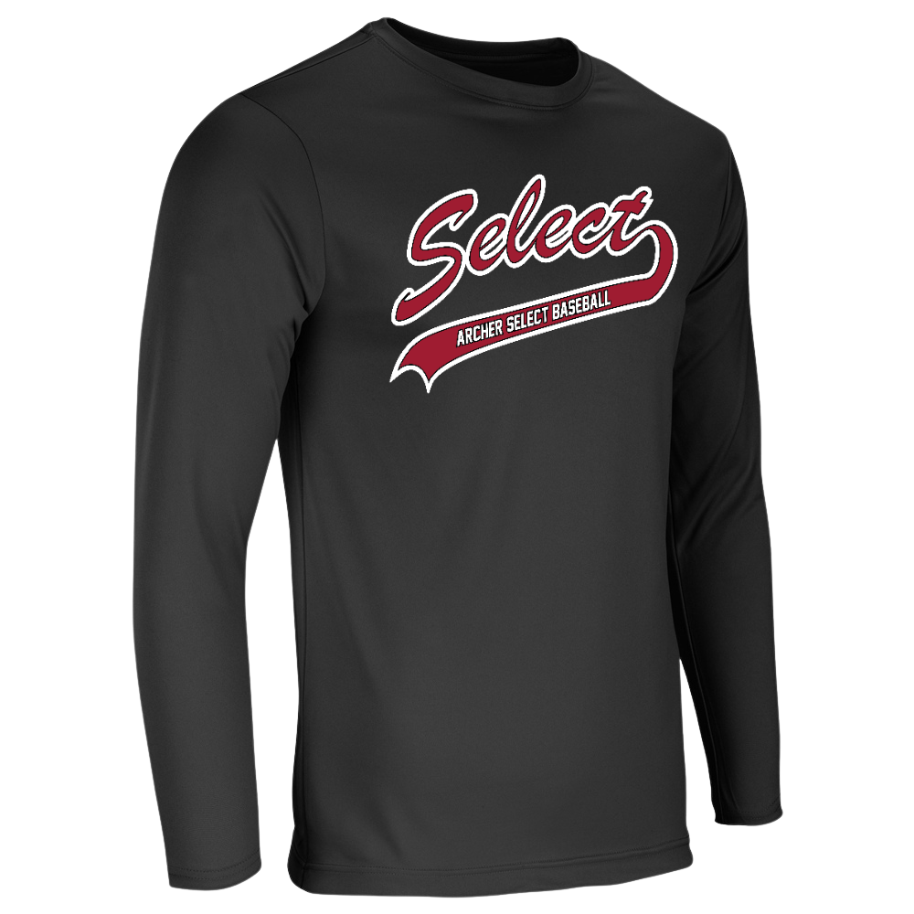 Archer Select White/Red Logo Performance Tee - Long Sleeve