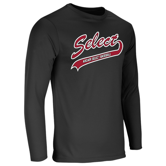 Archer Select White/Red Logo Performance Tee - Long Sleeve