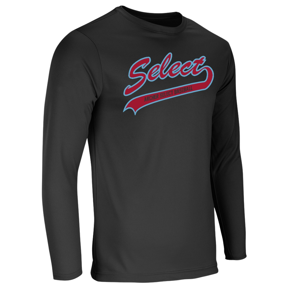 Archer Select Blue/Red Logo Performance Tee - Long Sleeve