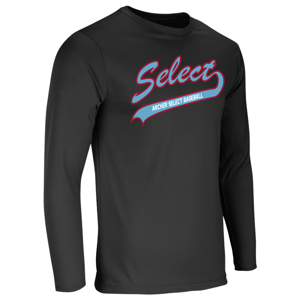 Archer Select Red/Blue Logo Performance Tee - Long Sleeve