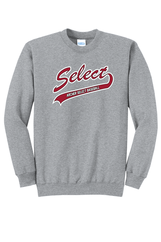 Archer Select White/Red Logo Crewneck Adult Sweatshirt
