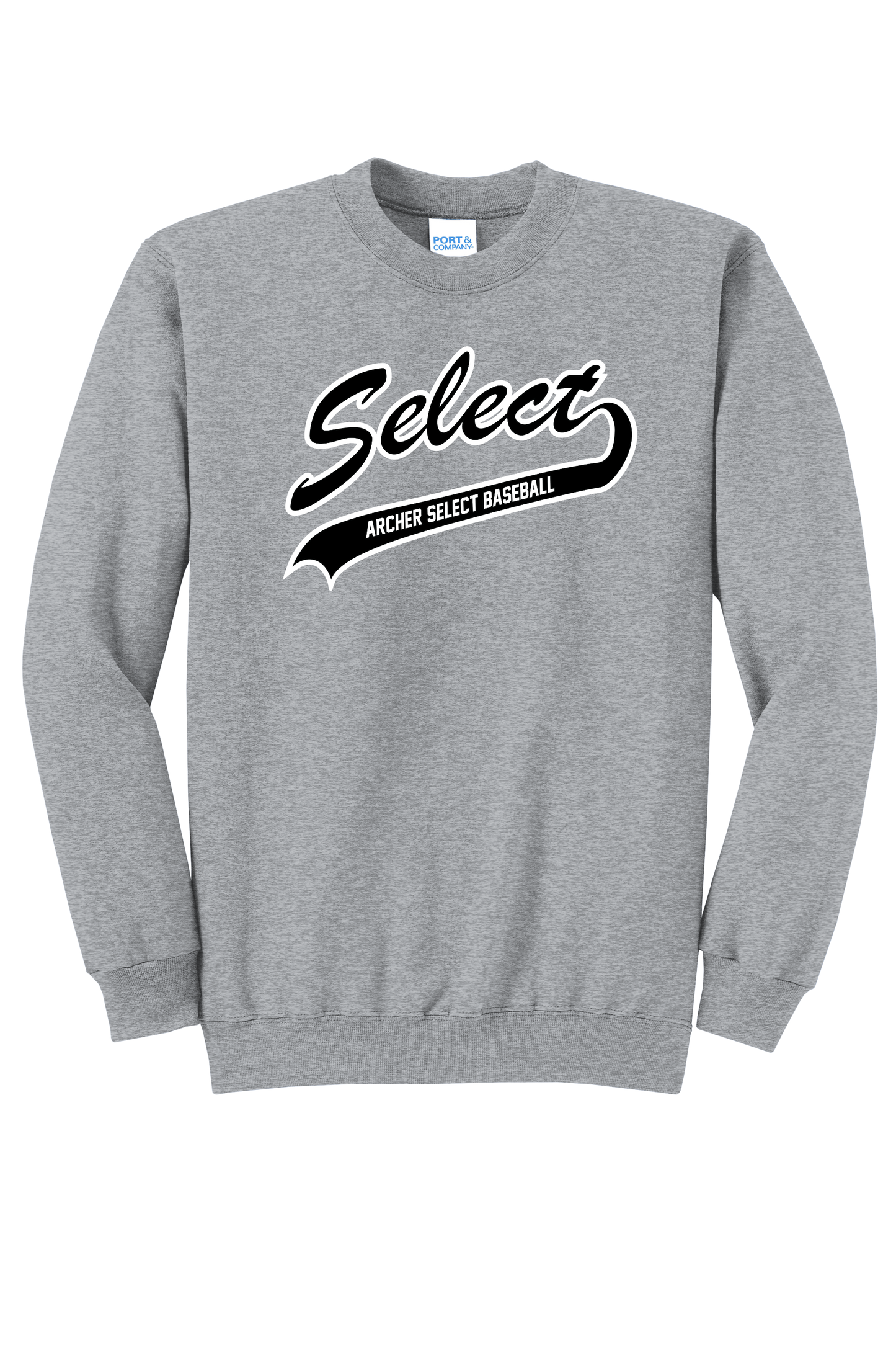 Archer Select White/Black Logo Crewneck Adult Sweatshirt
