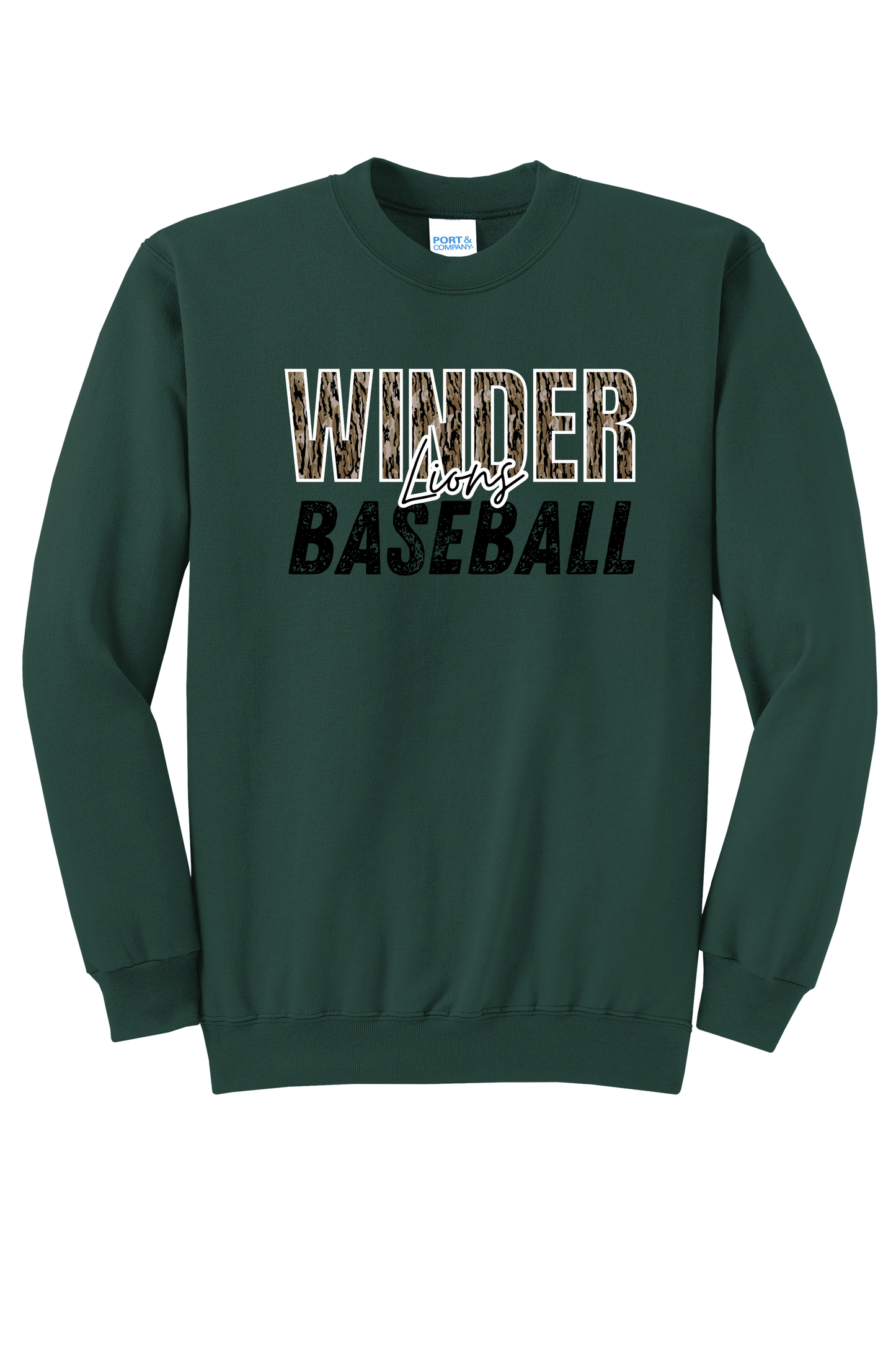 Winder Lions Bottomland Camo Crewneck Adult Sweatshirt