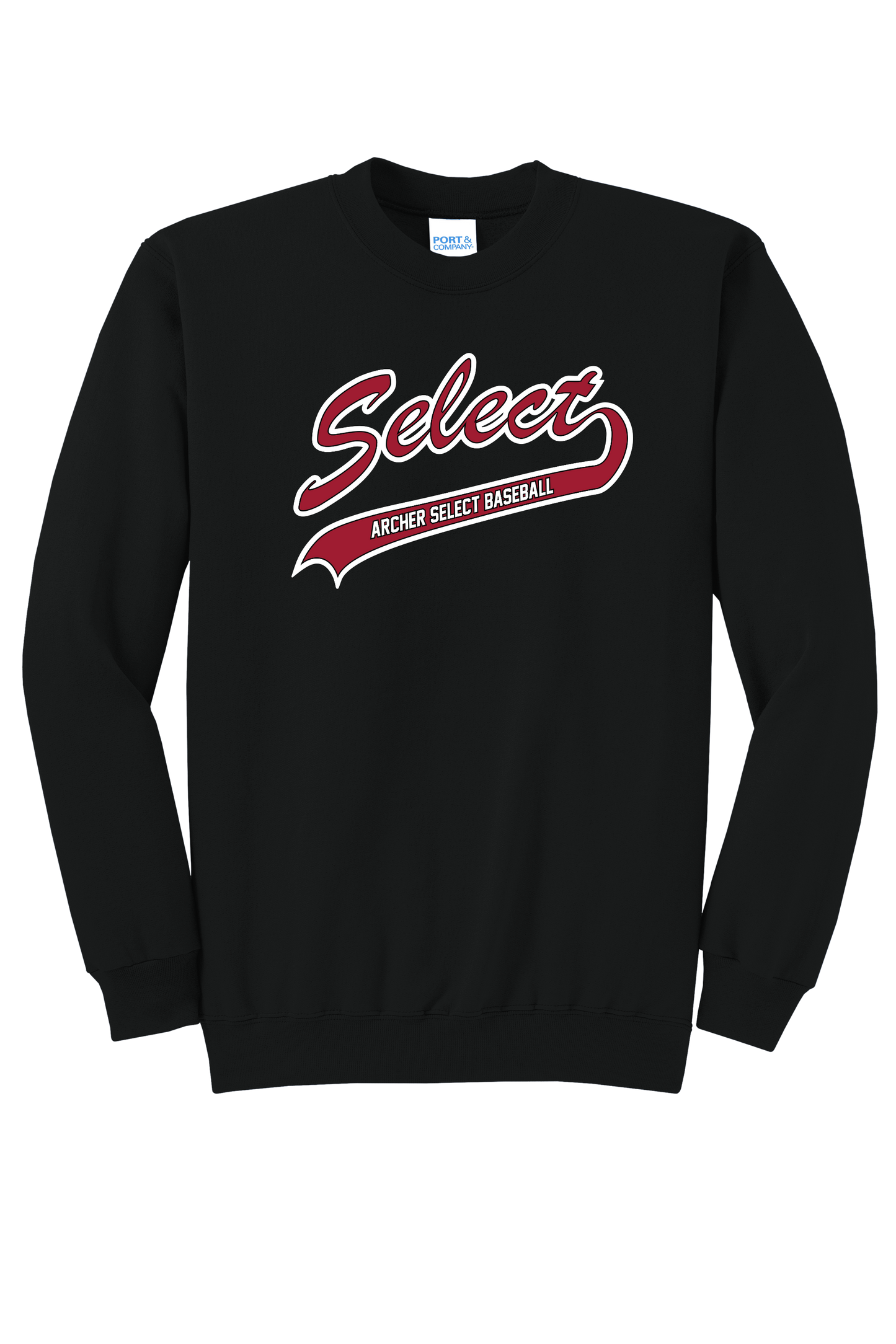 Archer Select White/Red Logo Crewneck Adult Sweatshirt
