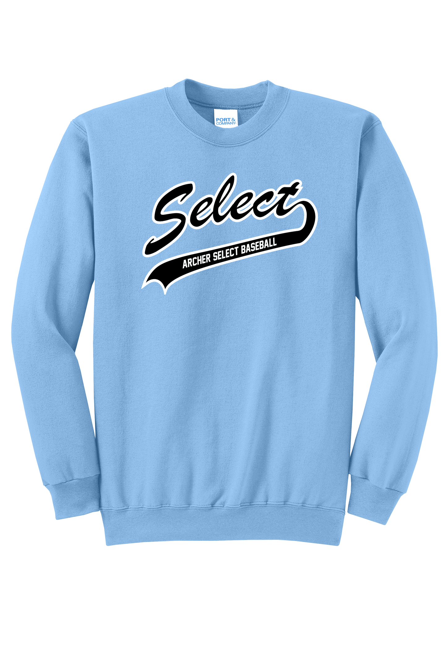 Archer Select White/Black Logo Crewneck Adult Sweatshirt