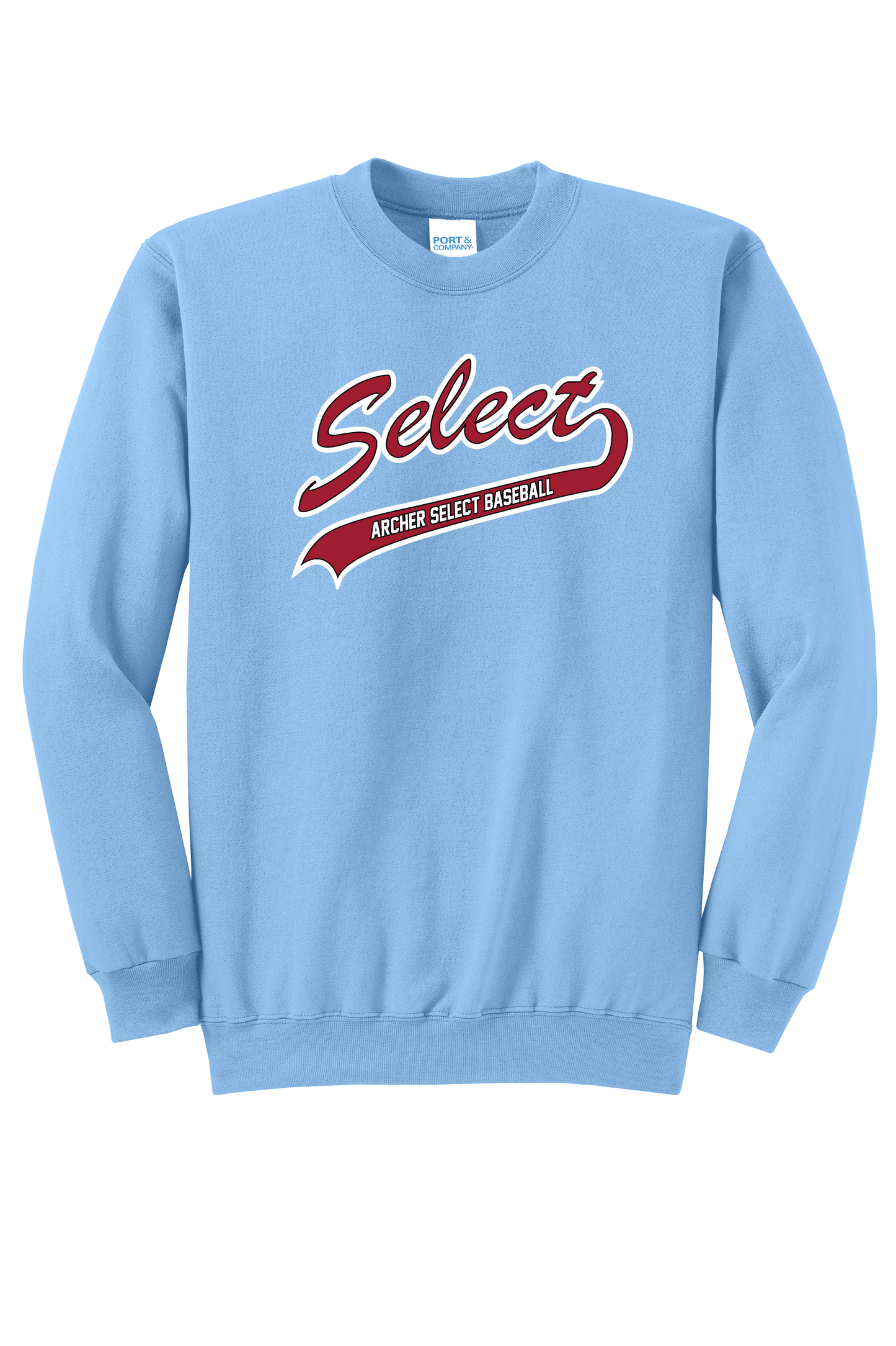 Archer Select White/Red Logo Crewneck Adult Sweatshirt