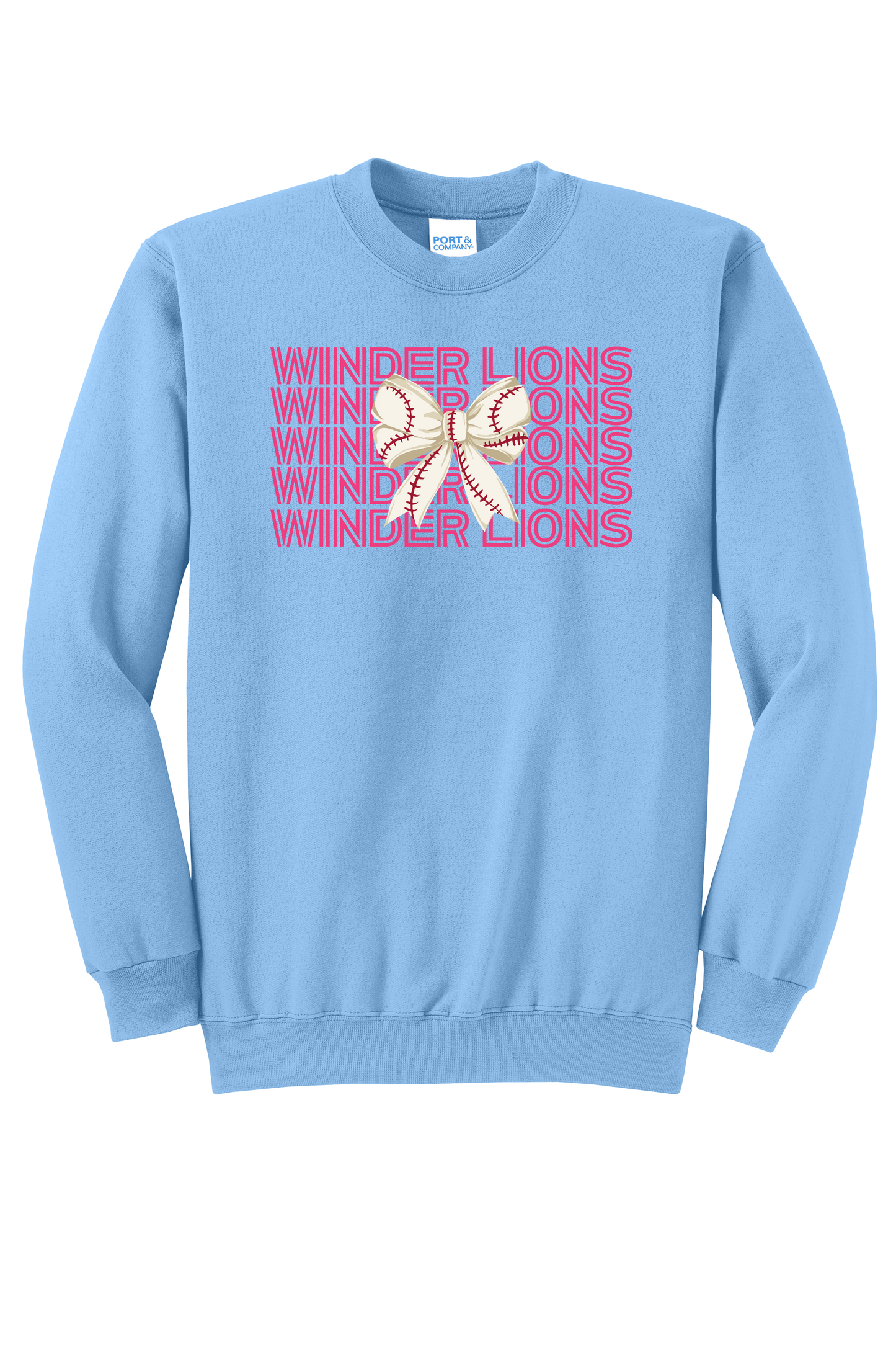 Winder Lions Bow Crewneck Adult Sweatshirt