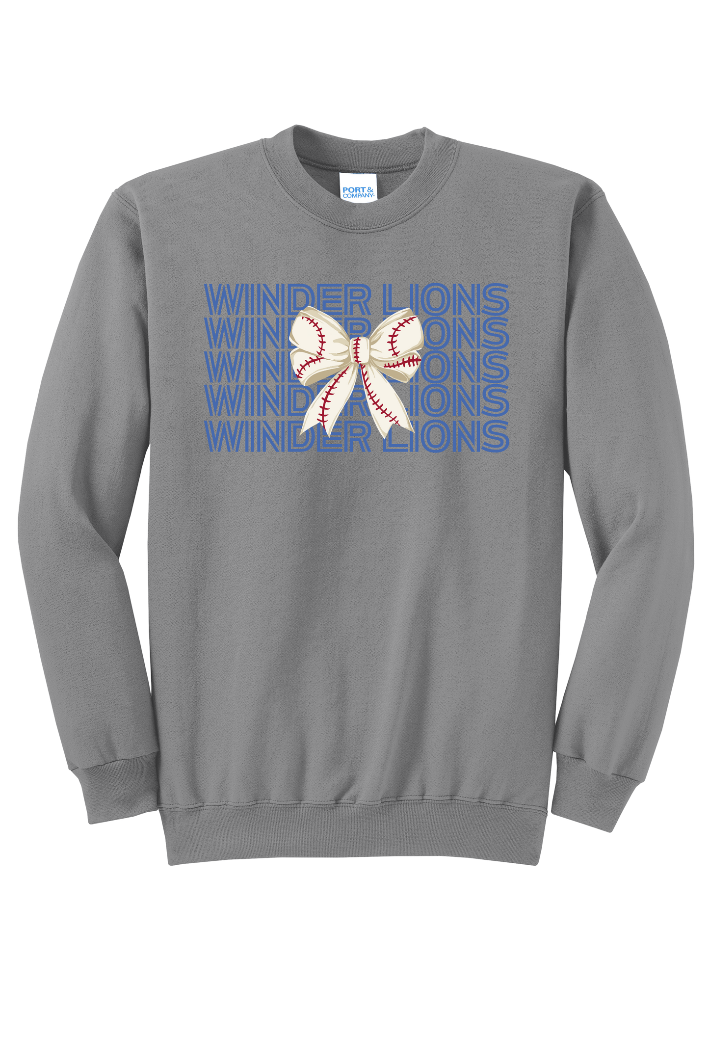 Winder Lions Bow Crewneck Adult Sweatshirt