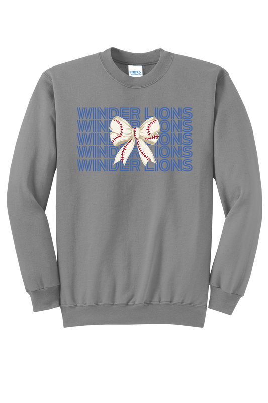 Winder Lions Bow Crewneck Adult Sweatshirt