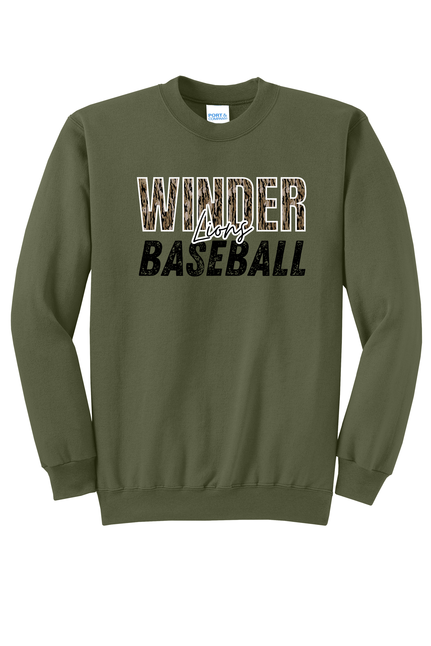 Winder Lions Bottomland Camo Crewneck Adult Sweatshirt