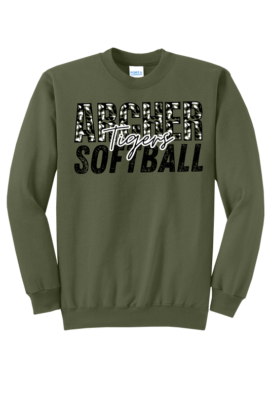 Archer Softball Duck Camo Crewneck Adult Sweatshirt