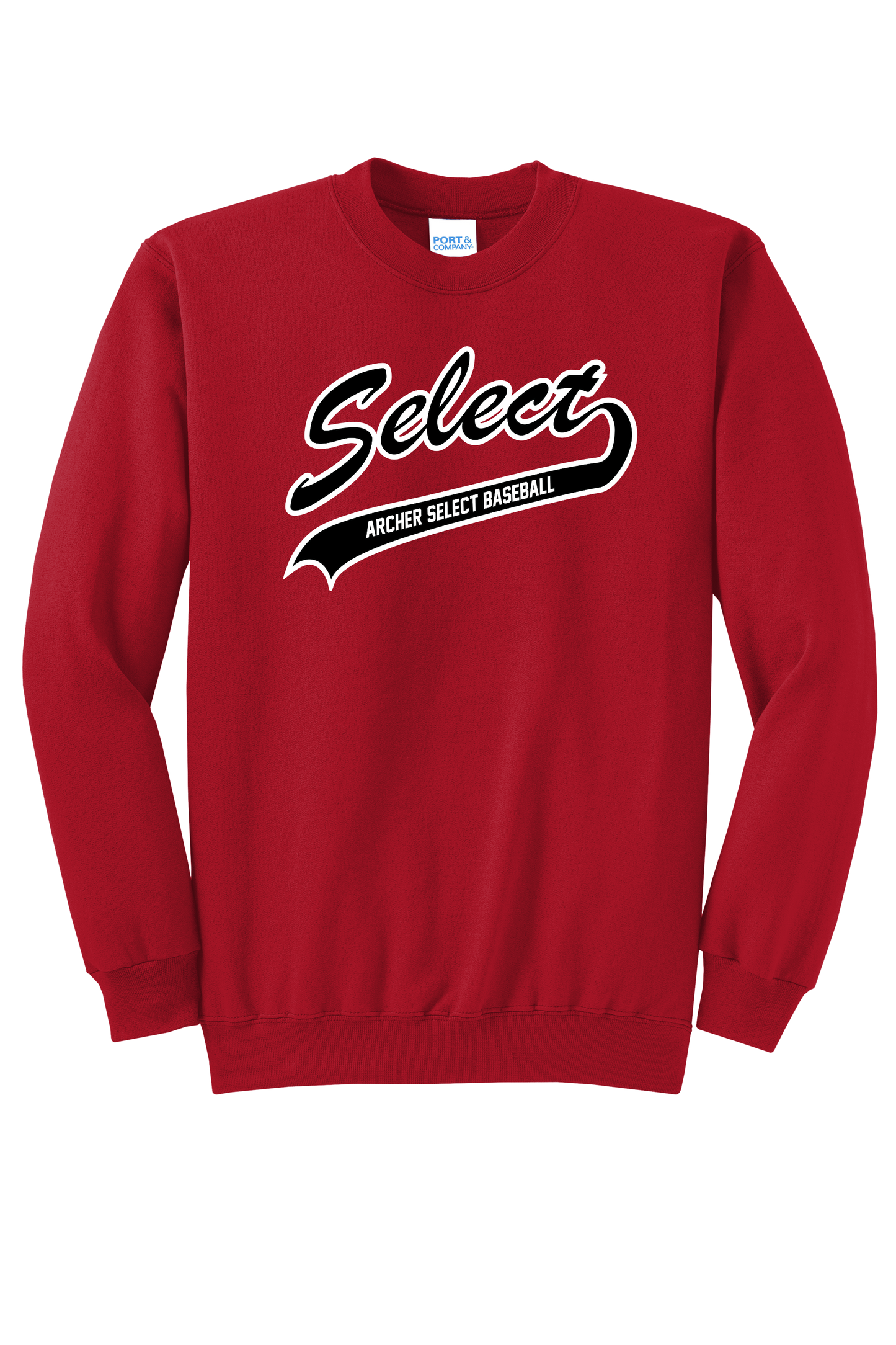 Archer Select White/Black Logo Crewneck Adult Sweatshirt