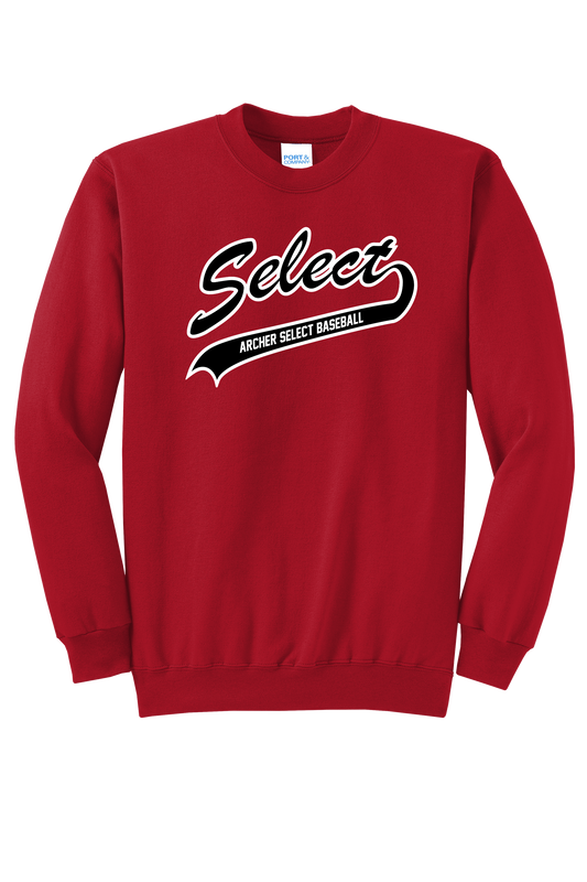 Archer Select White/Black Logo Crewneck Adult Sweatshirt
