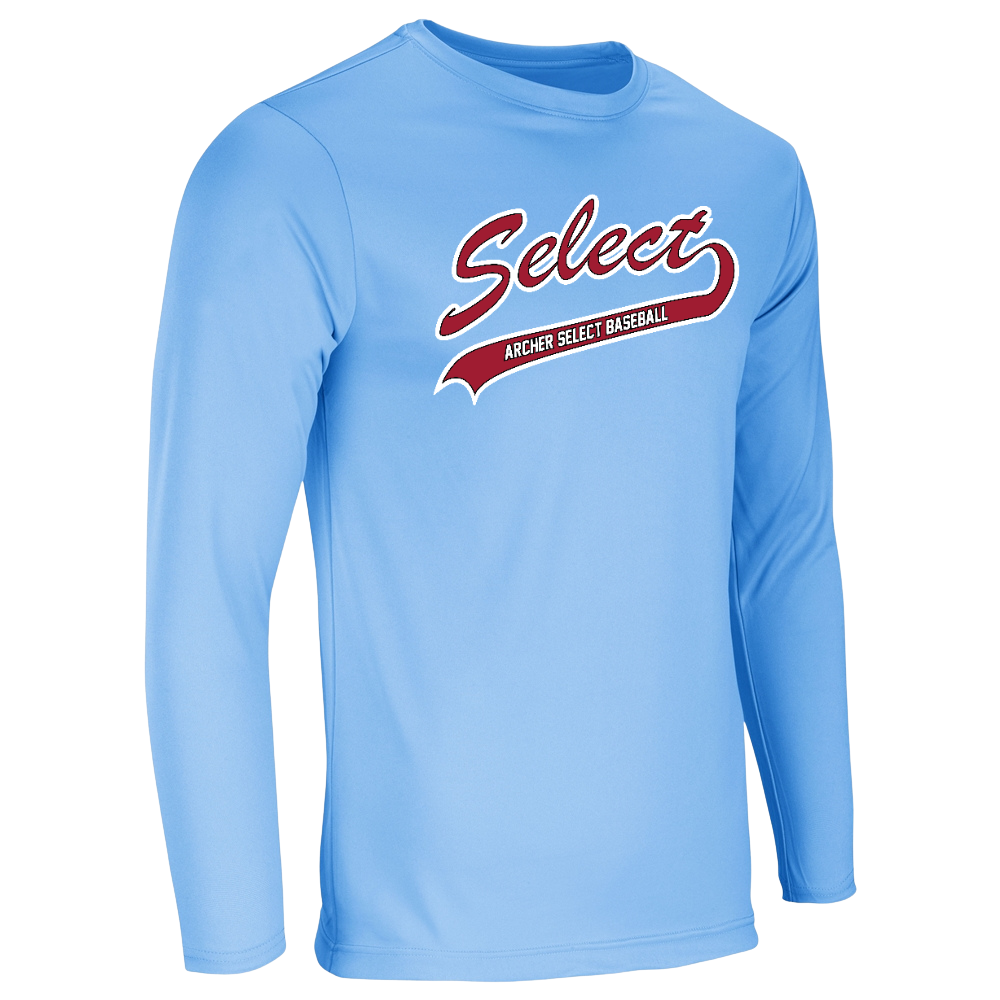 Archer Select White/Red Logo Performance Tee - Long Sleeve