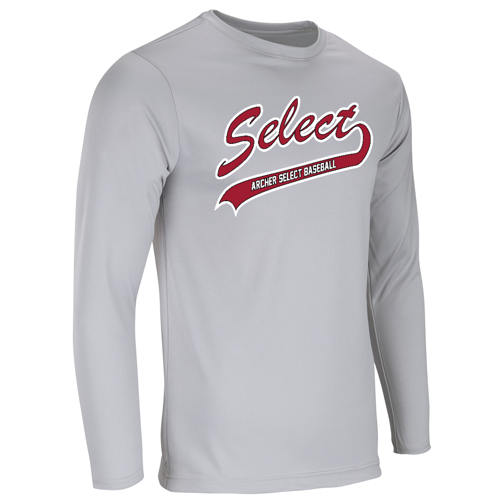 Archer Select White/Red Logo Performance Tee - Long Sleeve