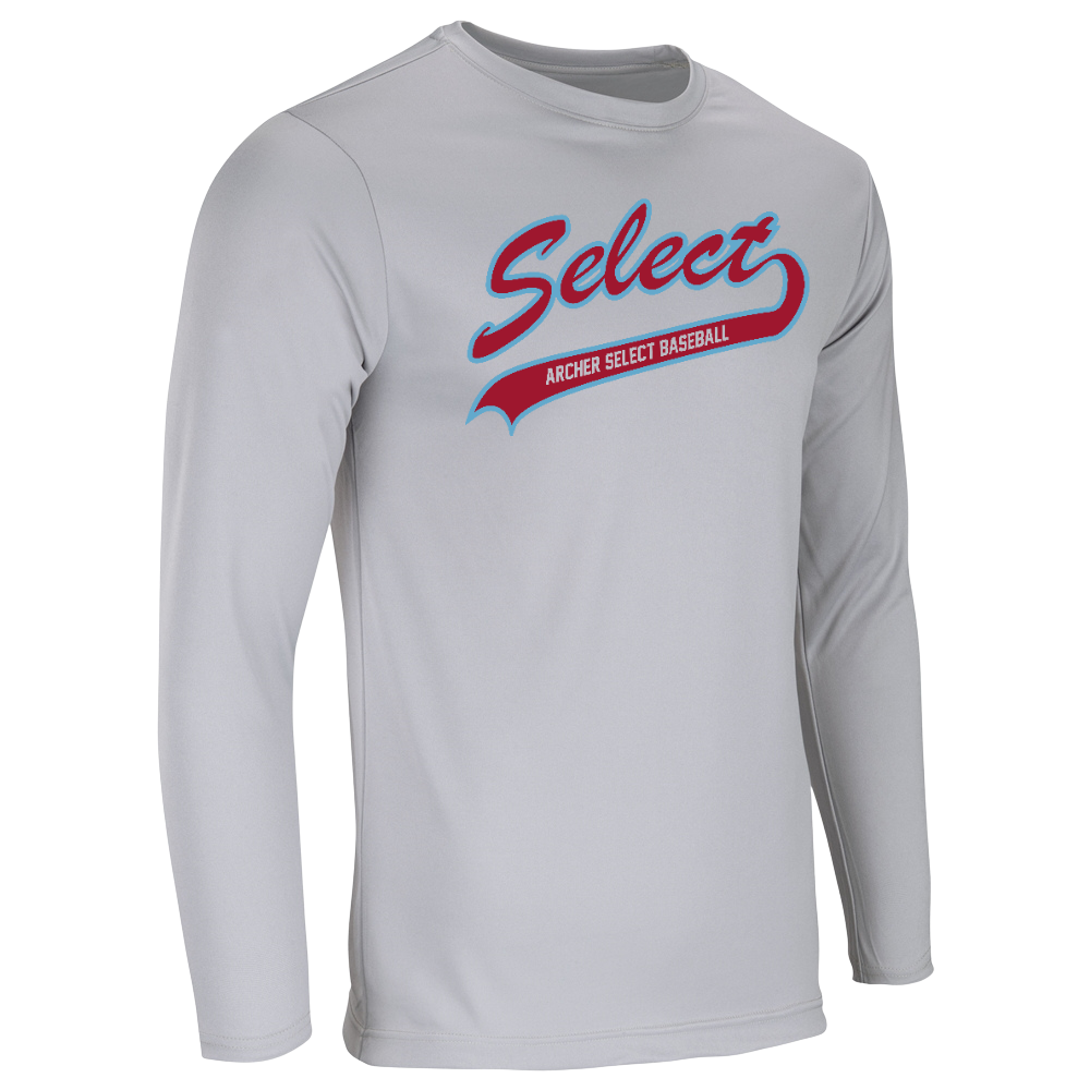 Archer Select Blue/Red Logo Performance Tee - Long Sleeve
