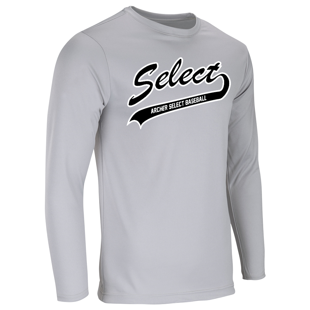 Archer Select White/Black Logo Performance Tee - Long Sleeve